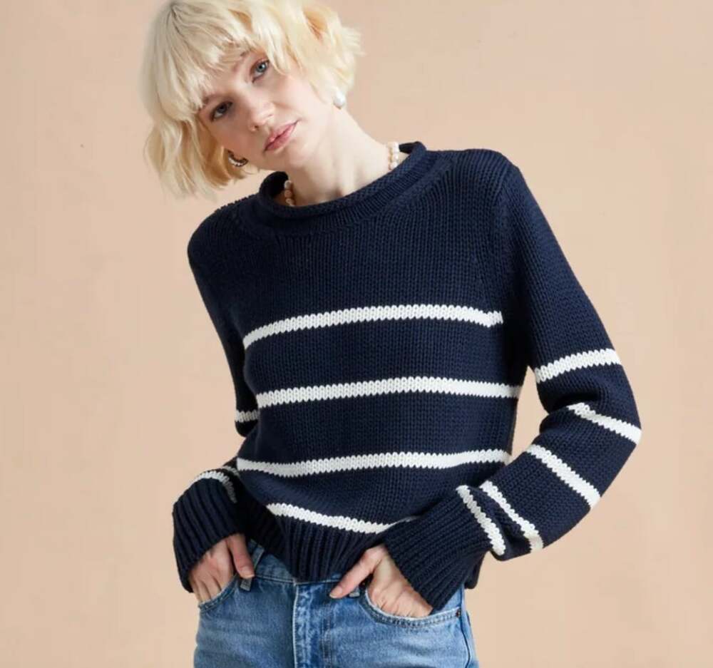 La Ligne Mini Marina Sweater in Navy Cream Stripe Size XS Rollneck